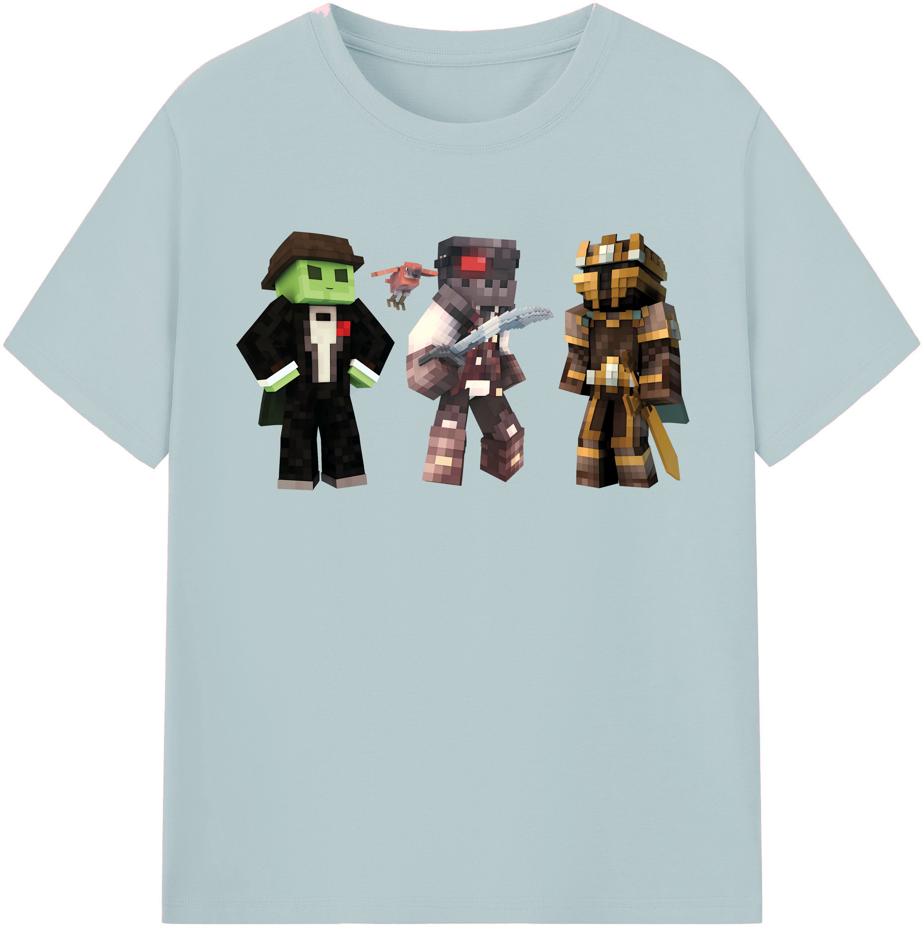 （画像用） マインクラフト ブロックの世界 Minecraft MC Block world 綿100％半袖Tシャツ（フロントプリント）
